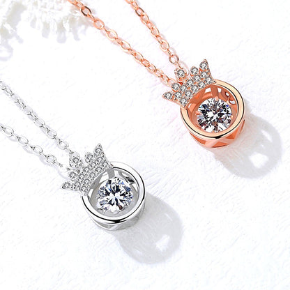 Sterling Silver Luxury Crown Heart-Design Pendant Necklaces