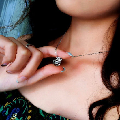Sterling Silver Luxury Crown Heart-Design Pendant Necklaces