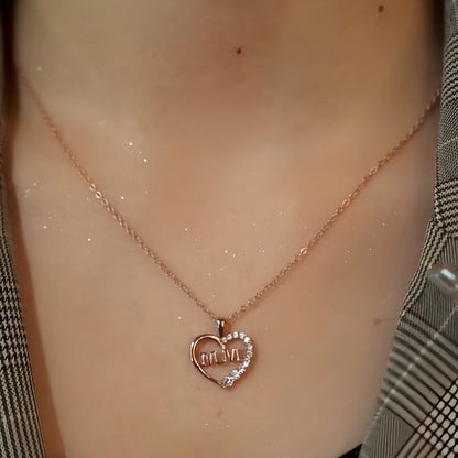 Sterling Silver Luxury Diamond Heart-Design MUM Necklace