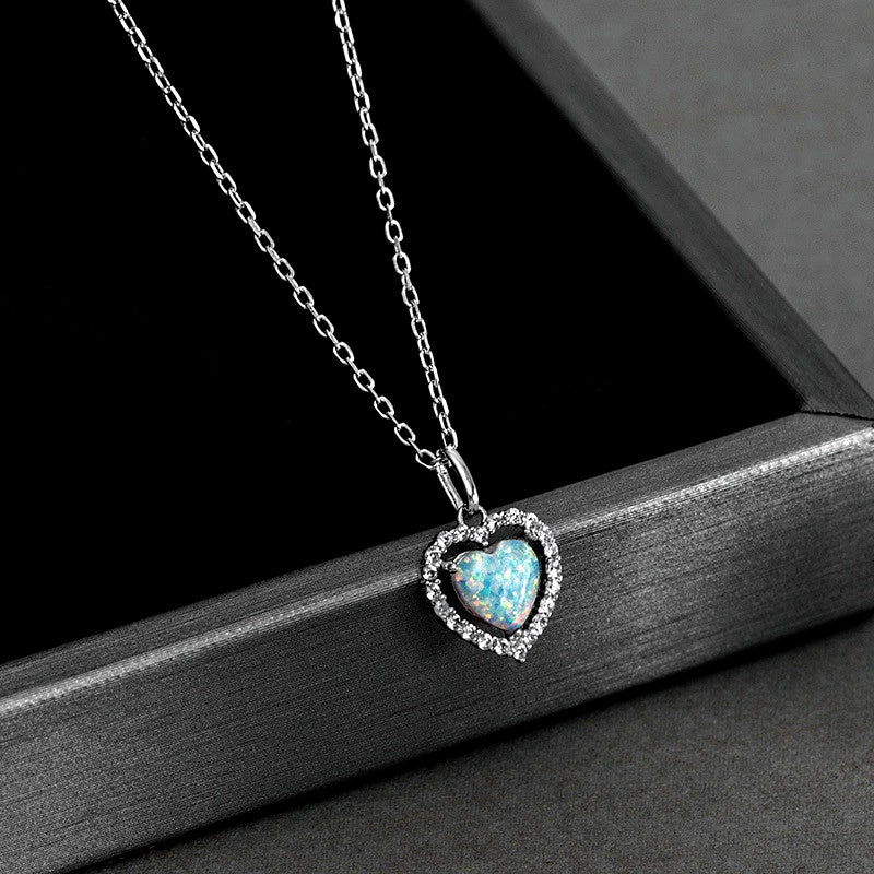 Sterling Silver Luxury Diamond Heart Pendant Necklace