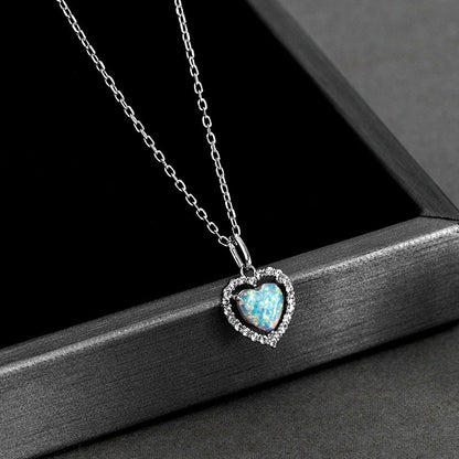 Sterling Silver Luxury Diamond Heart Pendant Necklace
