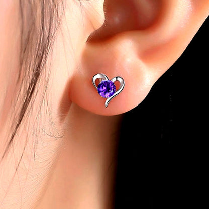 Sterling Silver Luxury Diamond Heart Studs