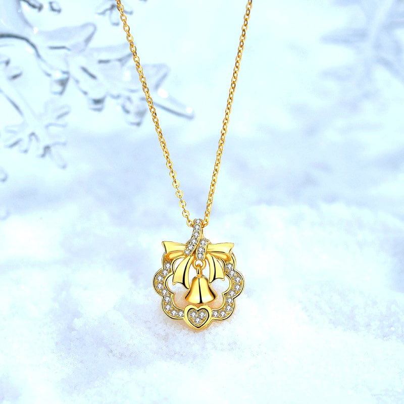 Sterling Silver Luxury Diamond Lucky Wreath Heart Necklace