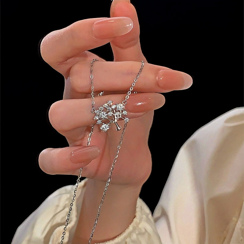 Sterling Silver Luxury Diamond Wishing Tree Necklace