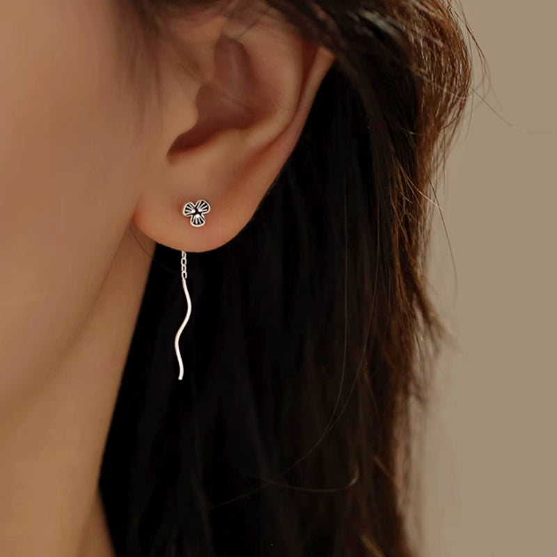 Sterling Silver Luxury Flower Threader Earrings