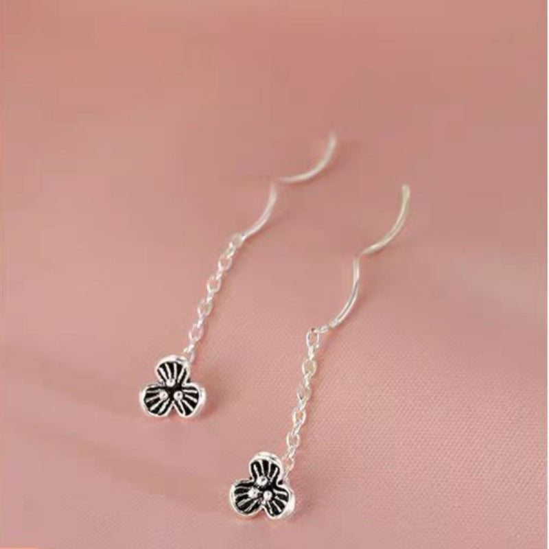 Sterling Silver Luxury Flower Threader Earrings
