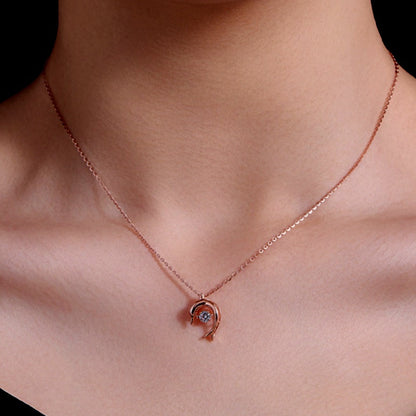 Sterling Silver Luxury Moving Zircon Dolphin Necklace