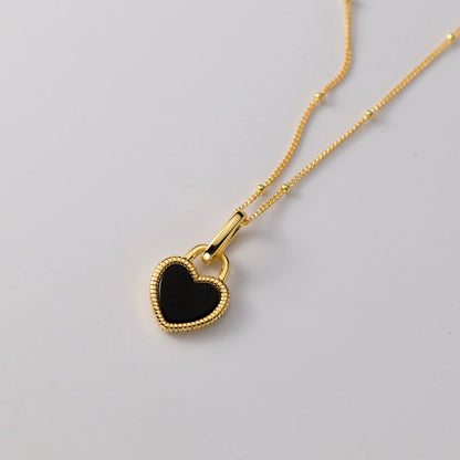 Sterling Silver Luxury White And Balck Heart-Design Necklaces