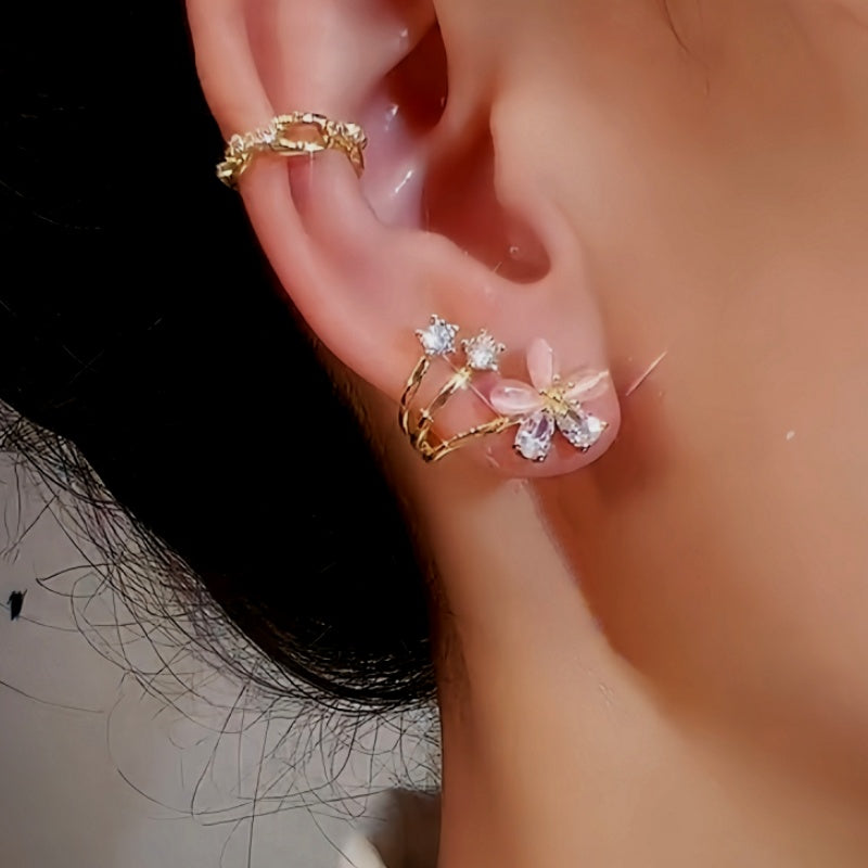 Sterling Silver Luxury Zircon Flower Studs