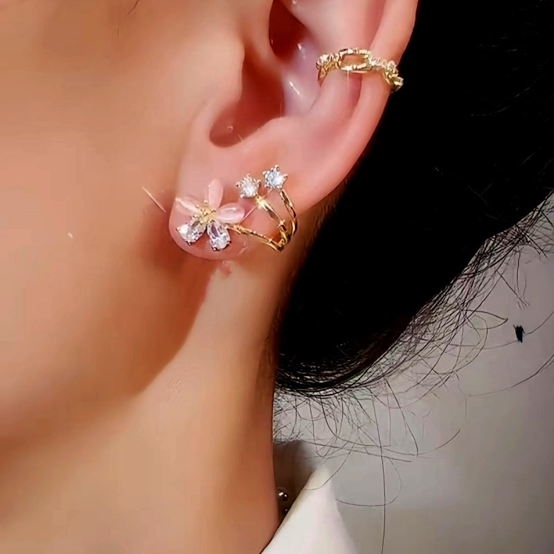 Sterling Silver Luxury Zircon Flower Studs