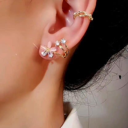 Sterling Silver Luxury Zircon Flower Studs