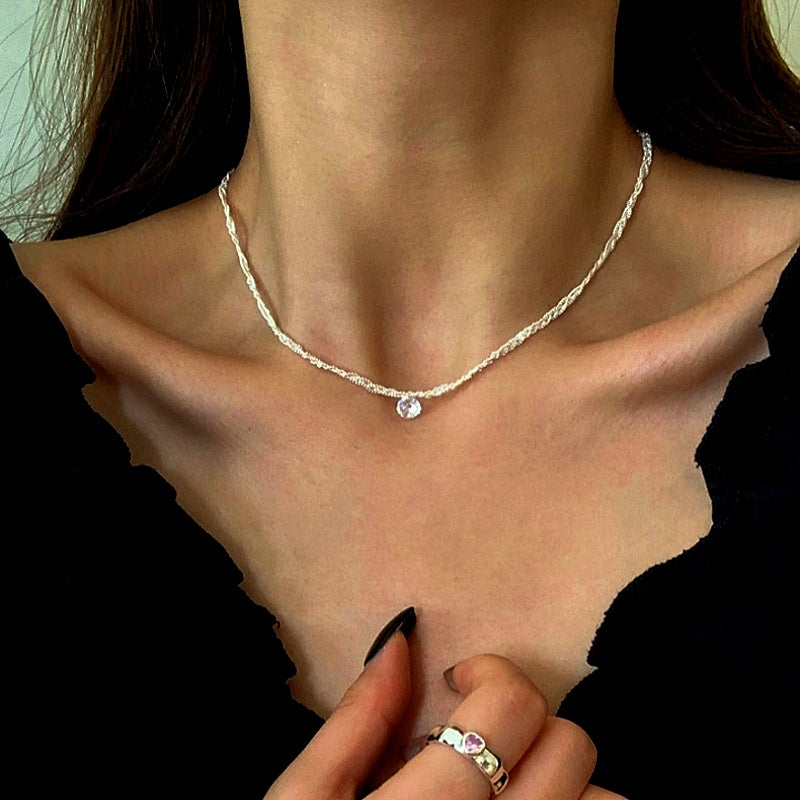 Sterling Silver Luxury Zircon Multi-Layer Braided Necklace
