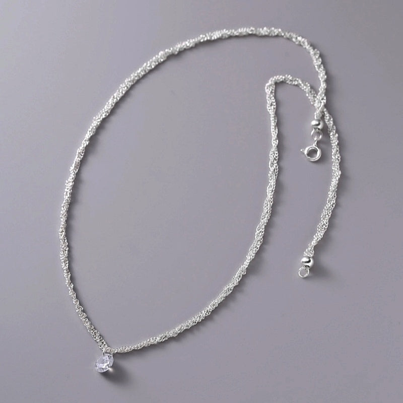 Sterling Silver Luxury Zircon Multi-Layer Braided Necklace