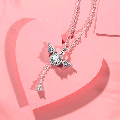 Sterling Silver Moving Angel Heart Wings Necklaces