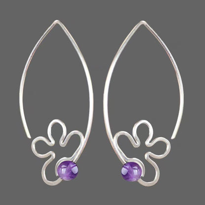 Sterling Silver Natural Amethyst Earrings