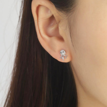 Sterling Silver Octopus Stud Earrings