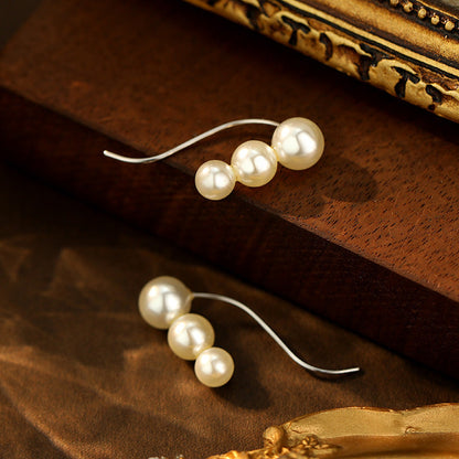 Sterling Silver Pearl Ear Hook Earrings