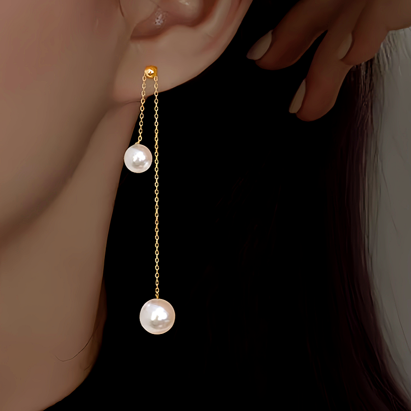 Sterling Silver Pearl Tassel Earrings