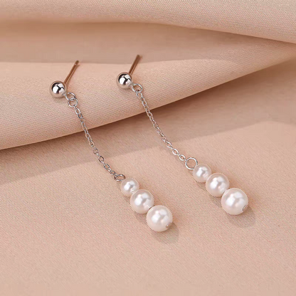 Sterling Silver Pearl Tassel Earrings