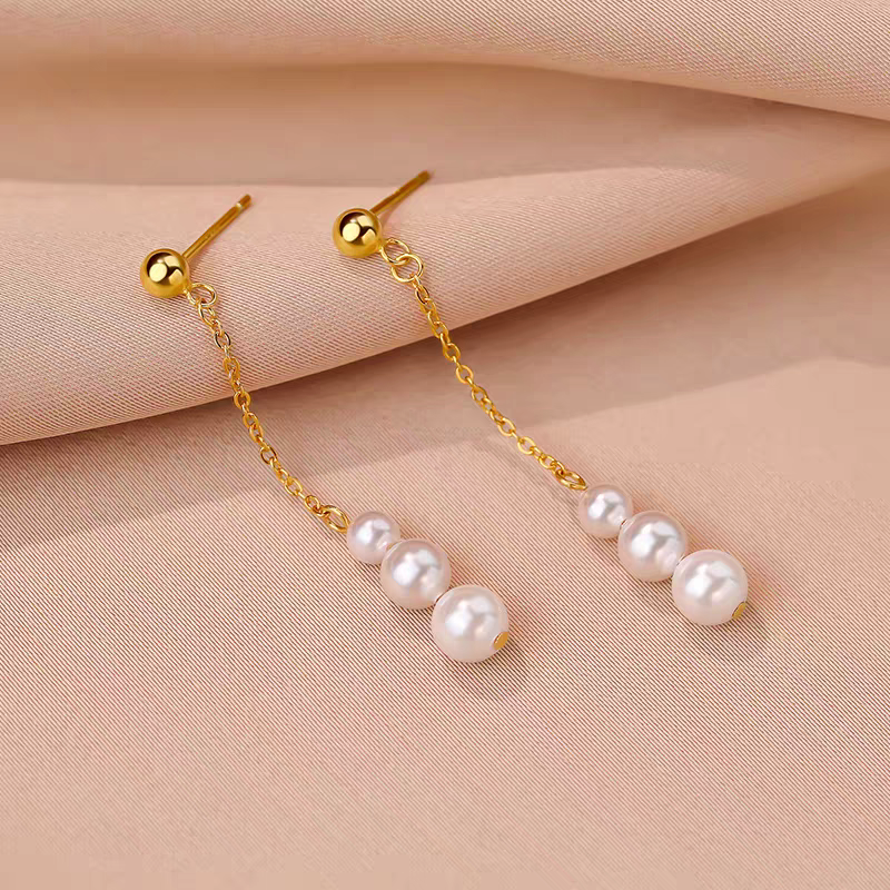 Sterling Silver Pearl Tassel Earrings