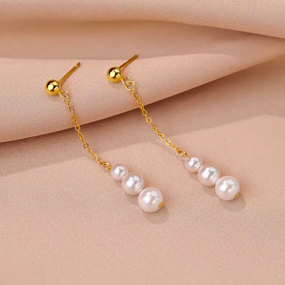 Sterling Silver Pearl Tassel Earrings