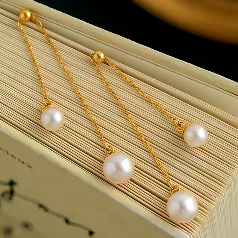 Sterling Silver Pearl Tassel Earrings