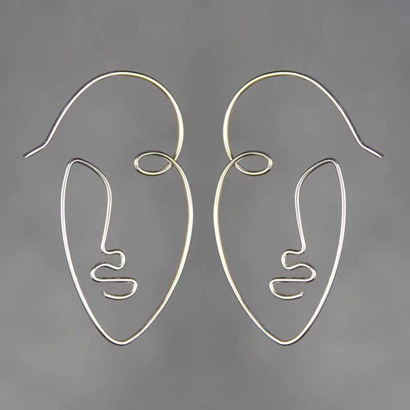 Sterling Silver Picasso Face Earrings
