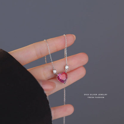Sterling Silver Pink Diamond Heart Necklaces