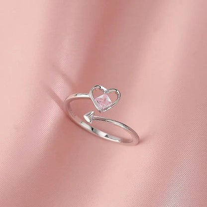 Sterling Silver Pink Diamond Heart Rings