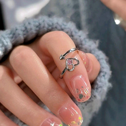 Sterling Silver Pink Diamond Heart Rings