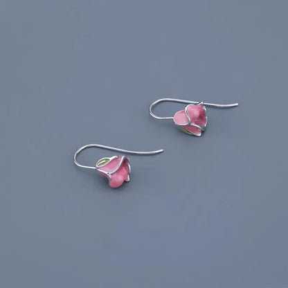 Sterling Silver Pink Tulip Earrings