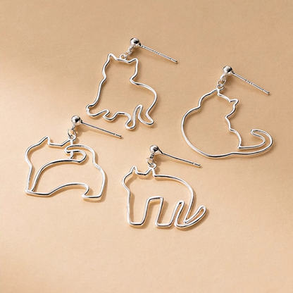 Sterling Silver Puppy Cat Earrings
