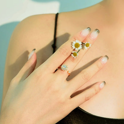 Sterling Silver Rotatable Adjustable Zircon Rings