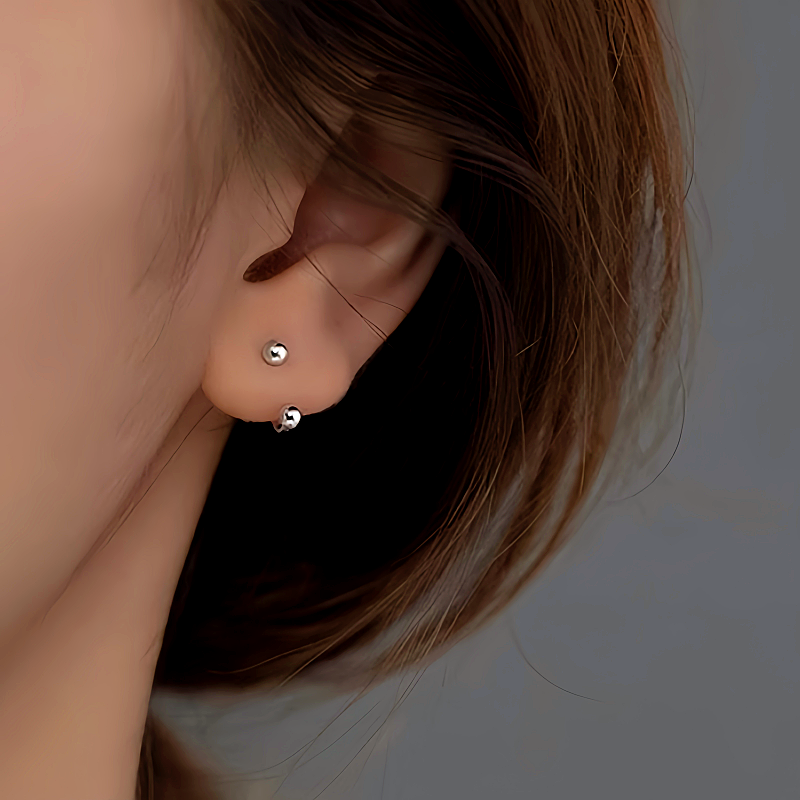 Sterling Silver Round Bead Earrings