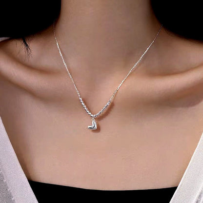 Sterling Silver Round Bead Heart Necklaces
