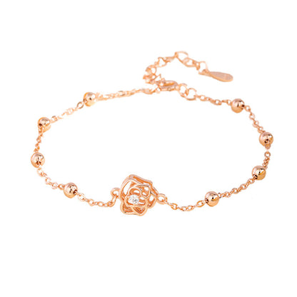 Sterling Silver Round Bead Rose Bracelets