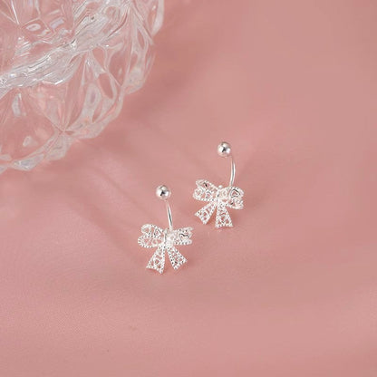 Sterling Silver Screw Bow Earrings