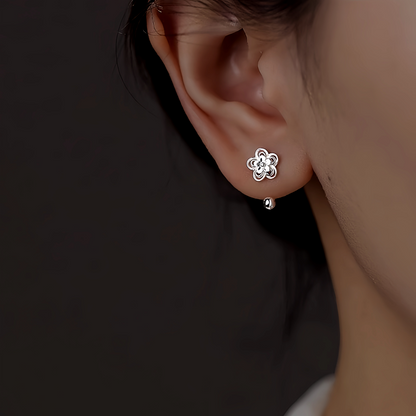 Sterling Silver Screw Flower Earrings
