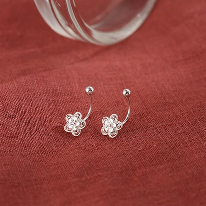 Sterling Silver Screw Flower Earrings