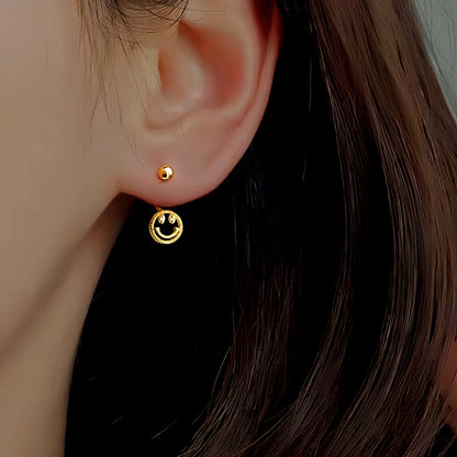 Sterling Silver Screw Smail Face Jacket Earrings