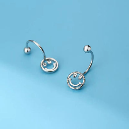 Sterling Silver Screw Smail Face Jacket Earrings