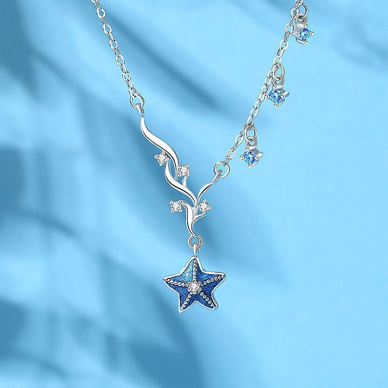 Sterling Silver Sea Star Necklace And Earrings