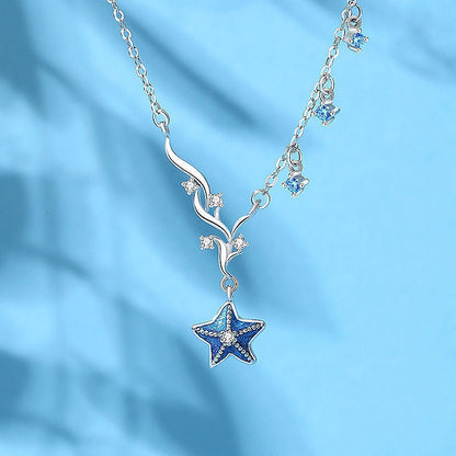 Sterling Silver Sea Star Necklace And Earrings