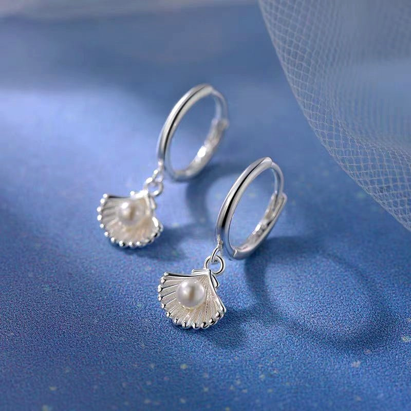 Sterling Silver Shell Pearl Earrings