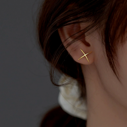 Sterling Silver Simple X-Shaped Stud Earrings
