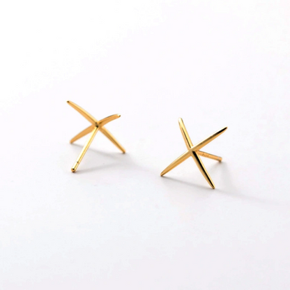 Sterling Silver Simple X-Shaped Stud Earrings