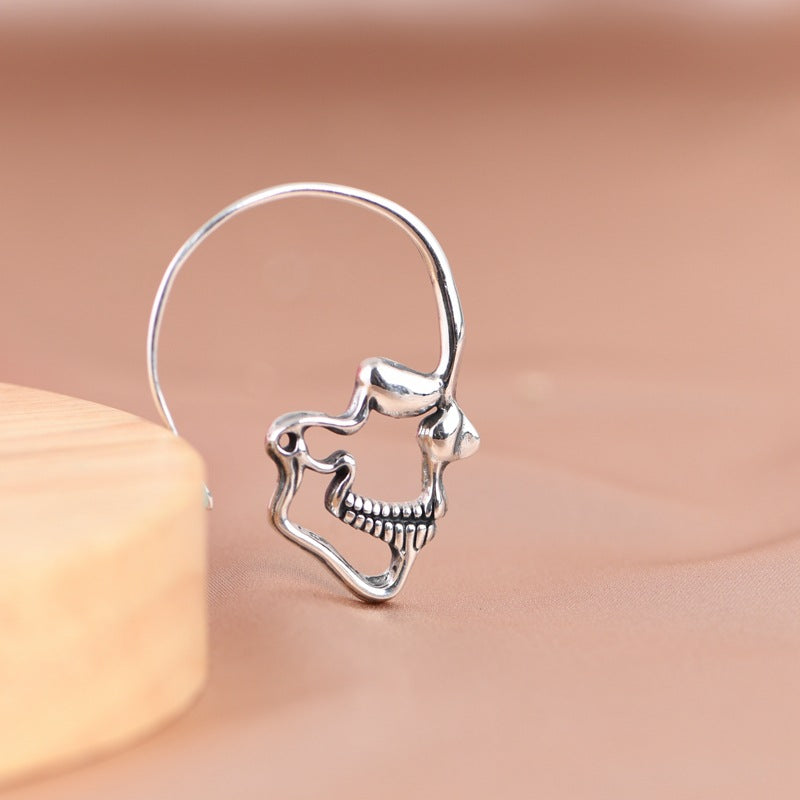 Sterling Silver Skull Threader Earrings