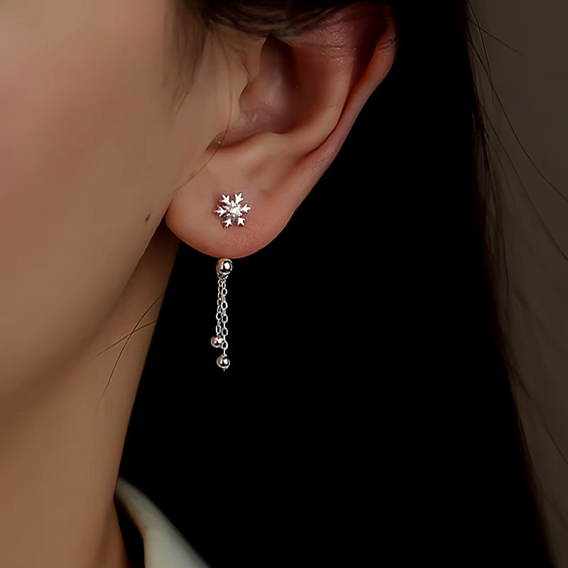Sterling Silver Snowflake Jacket Earrings
