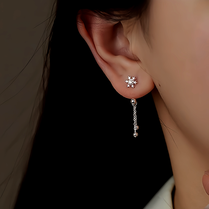Sterling Silver Snowflake Jacket Earrings