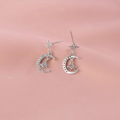 Sterling Silver Star And Moon Earrings